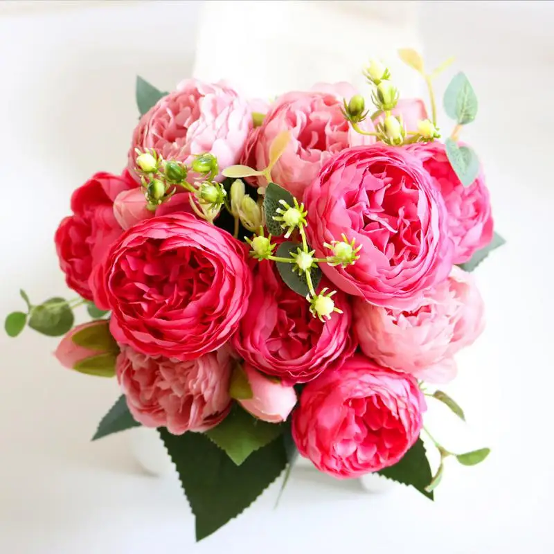 5 Heads Silk Rose Peony Artificial Flowers Beautiful Flores Bouquet For Wedding Party Home Decoration Mariage Fake Flowers