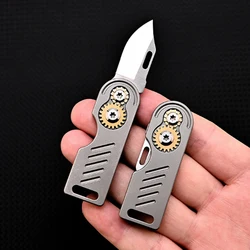 NEW Titanium Alloy Gear Small Blade Edge High Hardness D2 Steel Mini Folding Knife Portable Keychain Outdoor Opening pocket