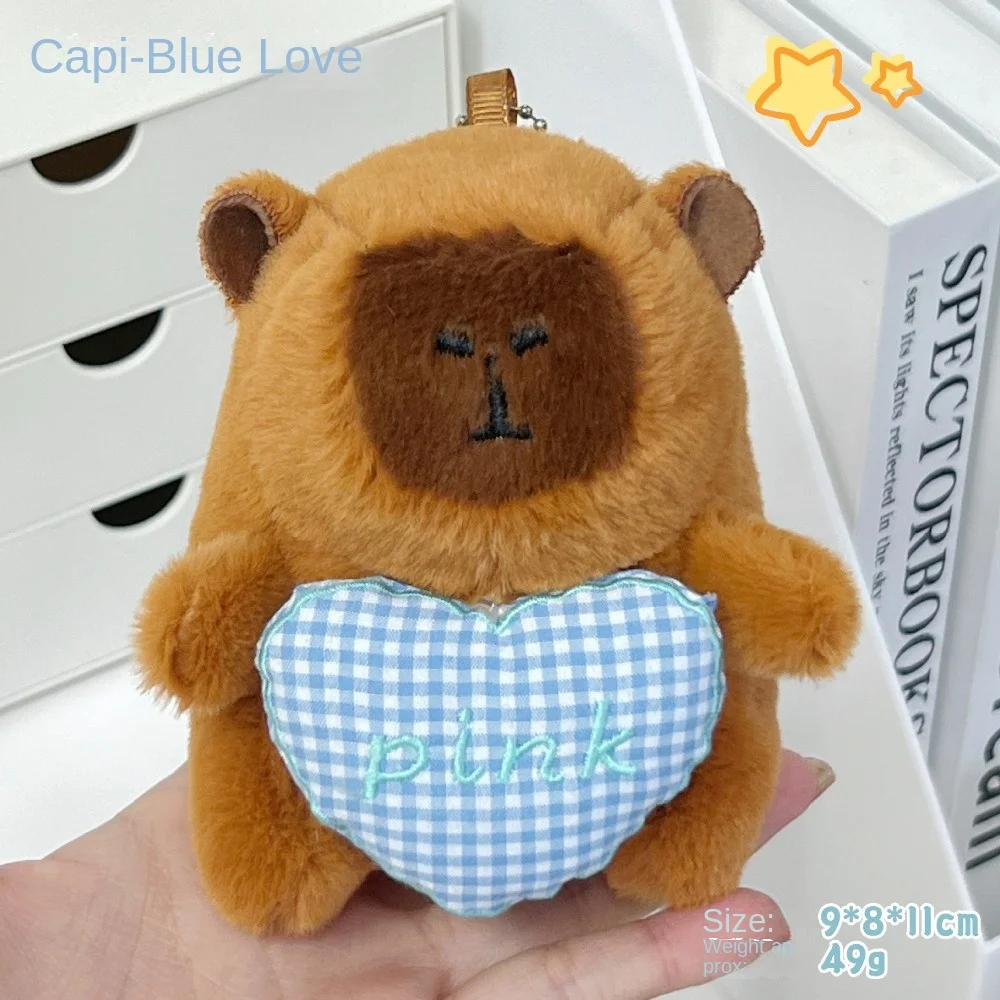 4.3 인치 Kawaii Capybara 인형 교수형 체인 플러시 가방 액세서리 부드러운 사랑 만화 커플 키 체인 장식품