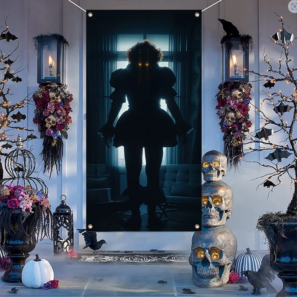 Halloween Happy Door Banner Dekoration, Polyesterfaser, Halloween böser Clown Hintergrund Halloween Dekoration