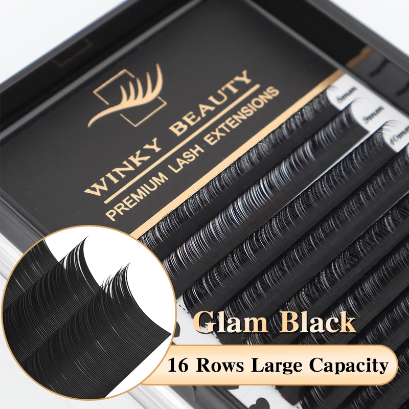 

winky beauty Eyelash Extension 16Rows Korea PBT C/CC/D/DD Individual Supplies Professional Natural Faux Mink Russian Volume Lash