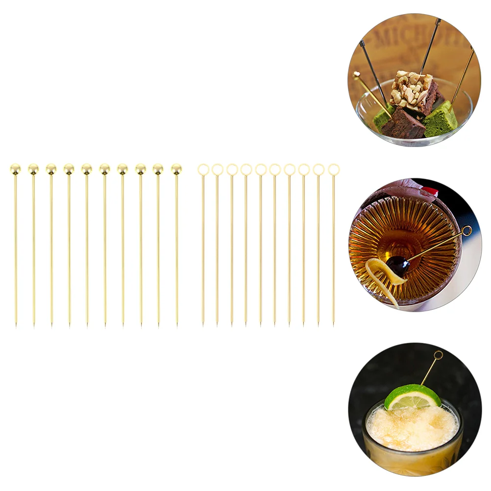 

20 Pcs Cocktail Sign Stainless Steel Fruit Pick Martini Appetizer Picks Fruitful