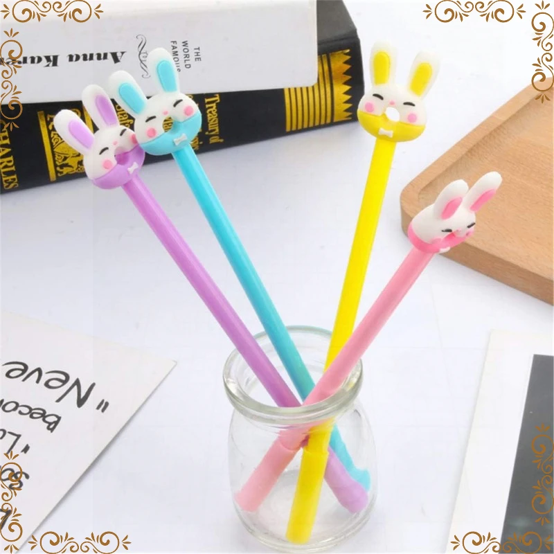 12Pcs Creative Novelty Student Stationery Donut Bunny Shape Gel Pen