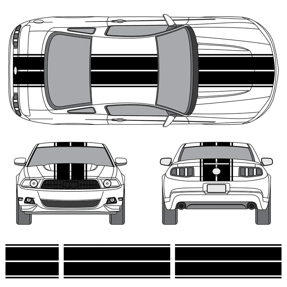 1Set For Mustang Dual Rally Racing Stripes Vinyl Double Stripe Decals Car styling Racing Stripes Pinstripe Car Wrap Sticker