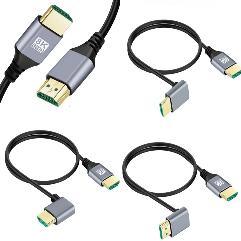 0.5m 1m 8K HDMI 2.1V Male to Male Cable Cord Left Right UP Down Angle 8K HDMI Cable for HD TV Laptop Projector PS4 PS5 Cable