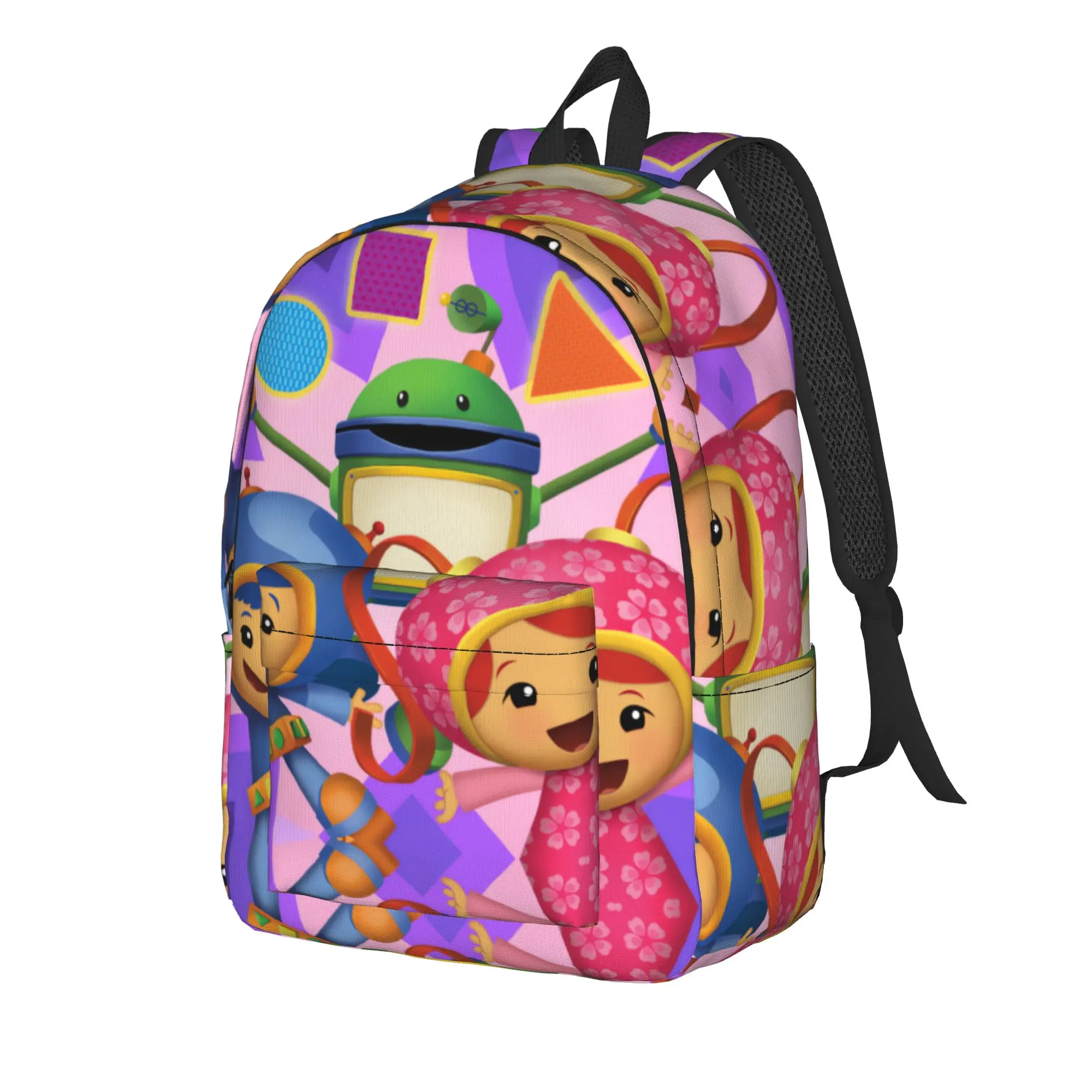 Color Shape Team Umizoomi Backpack Men  Durable Backpacks Polyester Aesthetic School Bags Outdoor Design Rucksack