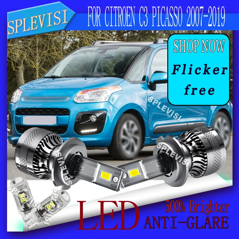 

2pcs Error Free/Canbus white light H7 Low Beam Lights For CITROEN C3 PICASSO 2007 2008 2009 2010 2011 2012 2013 2014 2015-2019