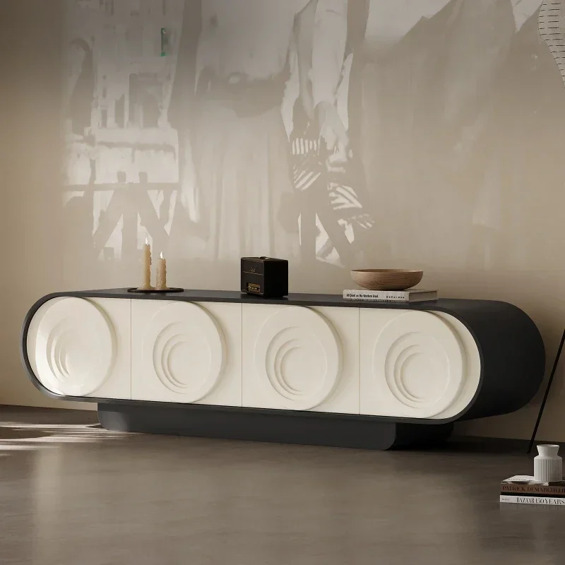 

Тумба-органайзер для телевизора в гостиную, 200 см, минималистичная, в скандинавском стиле, современная черная дизайнерская мебель для ТВ