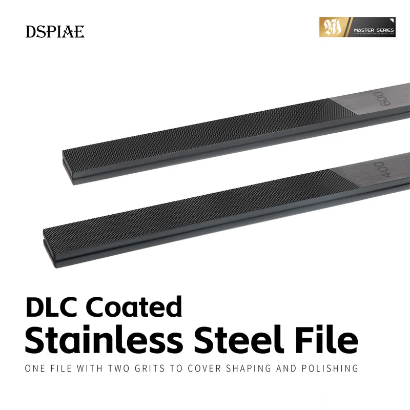 DSPIAE AT-FX01/FX02 DLC Coated Stainless Steel File #400-1200 Double Sided Polishing Files Model DIY Precision Grinding Tools