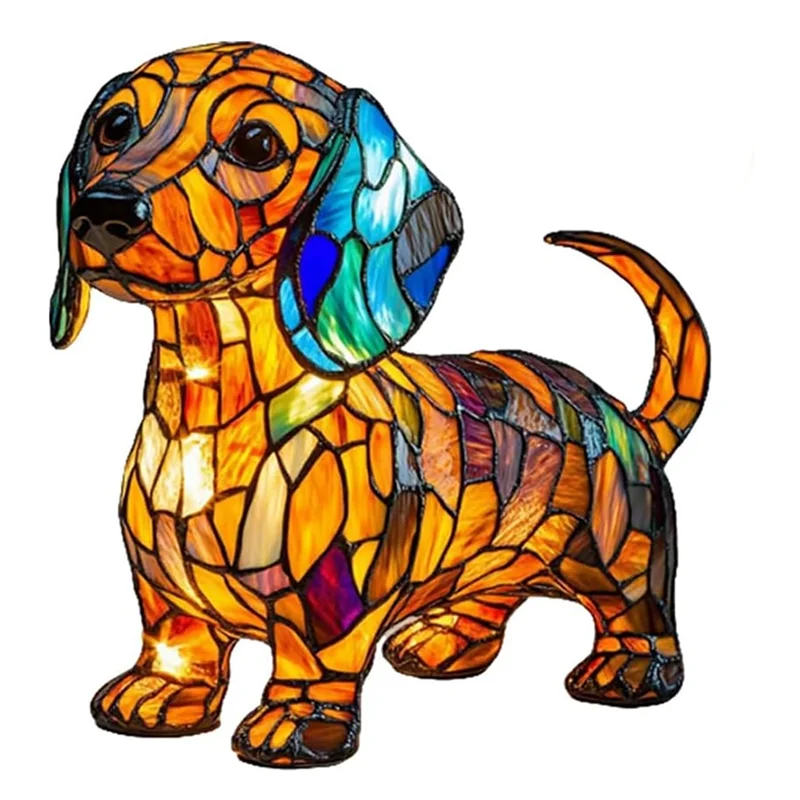 

B84B-Chihuahua Lamps-Series Dog Art Светодиодный ночник, ретро-дизайн, витражная смола, настольная лампа для домашних животных