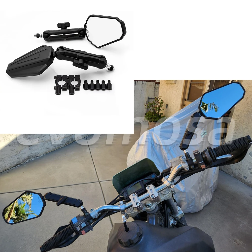 Motorcycle Mirrors 10mm 8mm Folable Motorbike Rear View Handlebar Side Mirror Fit for Street Dirt Electric Bike Ebike Scooter