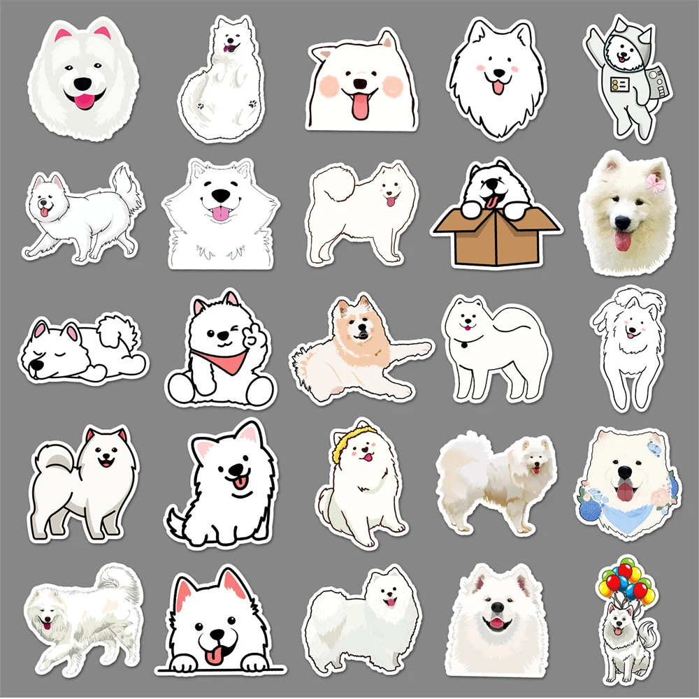 10/30/50PCS Samoyed Cartoon Cute Dog Animal Personality Creative Sticker Phone Desk GuitarSkateboard Waterproof StickerWholesale