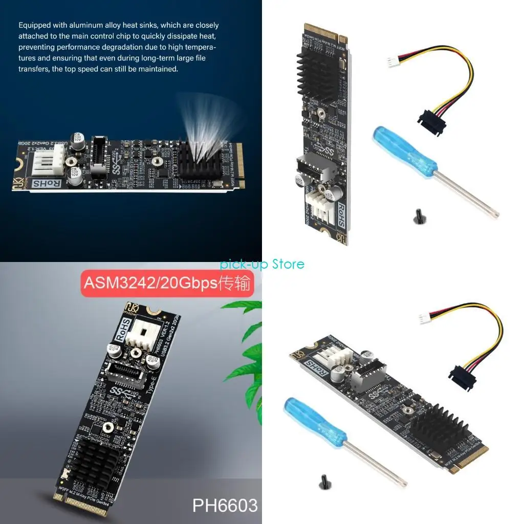 

Q5WA NVME Disk Adapter Card PCIe Gen3x4 To Type E 20Gbps Stable Performances 4Pin Auxiliary Power
