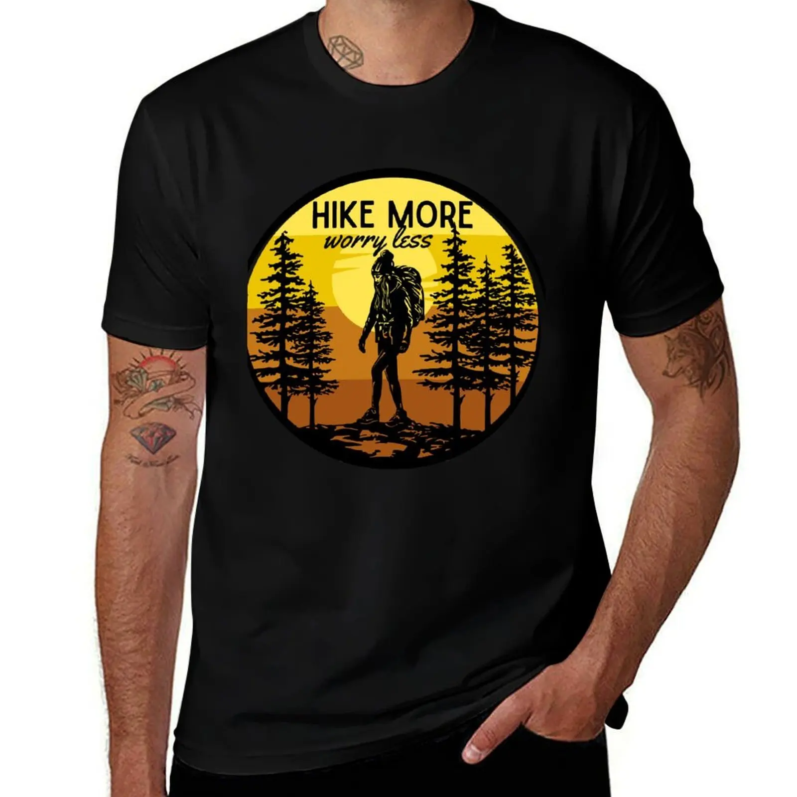 

Hike MORE WORRY LESS T-Shirt shirts graphic tee graphic t shirt vintage luxury t-shirt Men's clothing