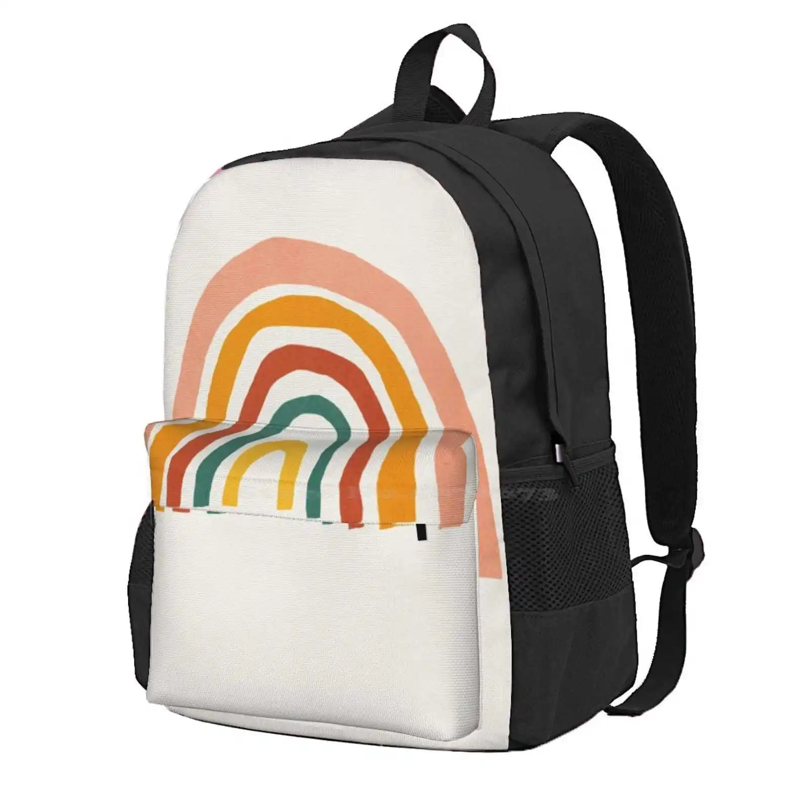 Rainbow, Abstract, Mid Century Modern Kids Wall Art, Nursery Room Hot Sale Schoolbag Backpack Fashion Bags Rainbow Mid Century