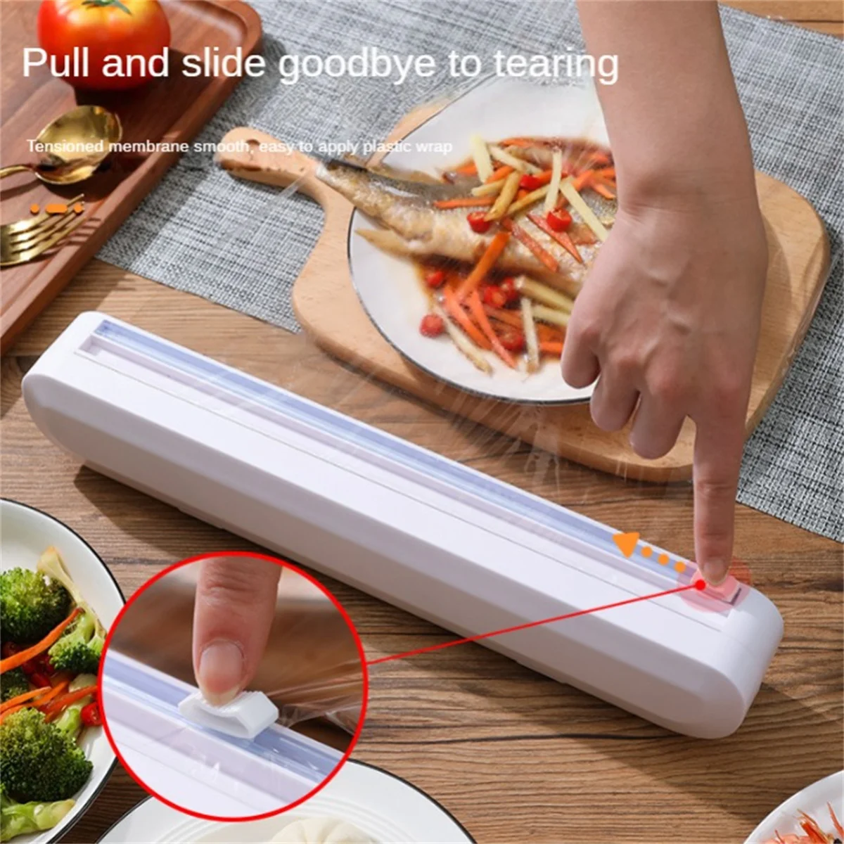 Fixed Foil Dispenser With Cutter Plastic Packaging Dispenser Cutter Plastic Sharp Cutter Storage Rack Kitchen Tool Accessories