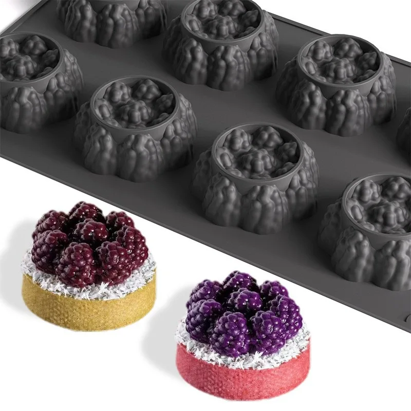 8-piece Multi-angle Raspberry Pine Cone Raspberry Shape Silicone Mold French Dessert Mousse Pudding Silicone Mold Silicone Molds