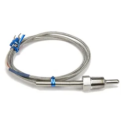 Temperature sensor 1/8 1/4 3/8 1/2 3/4 inch thread  PT100 type thermometer thermocouple  3wire metal shielded wire