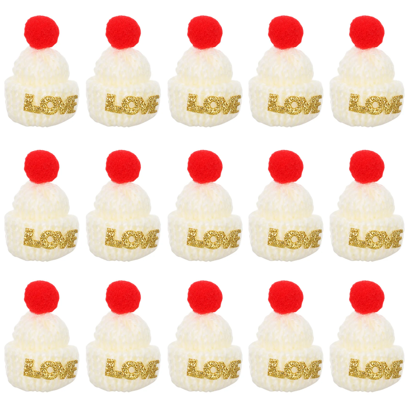 

15Pcs Christmas Mini Woolen Hats Lovely Handmade DIY Craft Accessories Hairpin Brooch Decorations Holiday Party Gifts Christmas