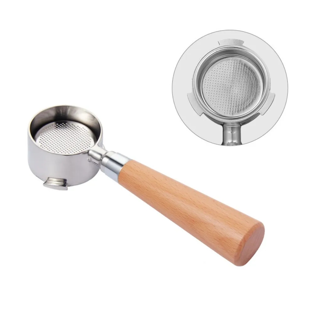 

51mm Bottomless Coffee Portafilter Wood Handle 3 Ear Espresso Filter Handle Universal Espresso Machine Replacement Parts Barista