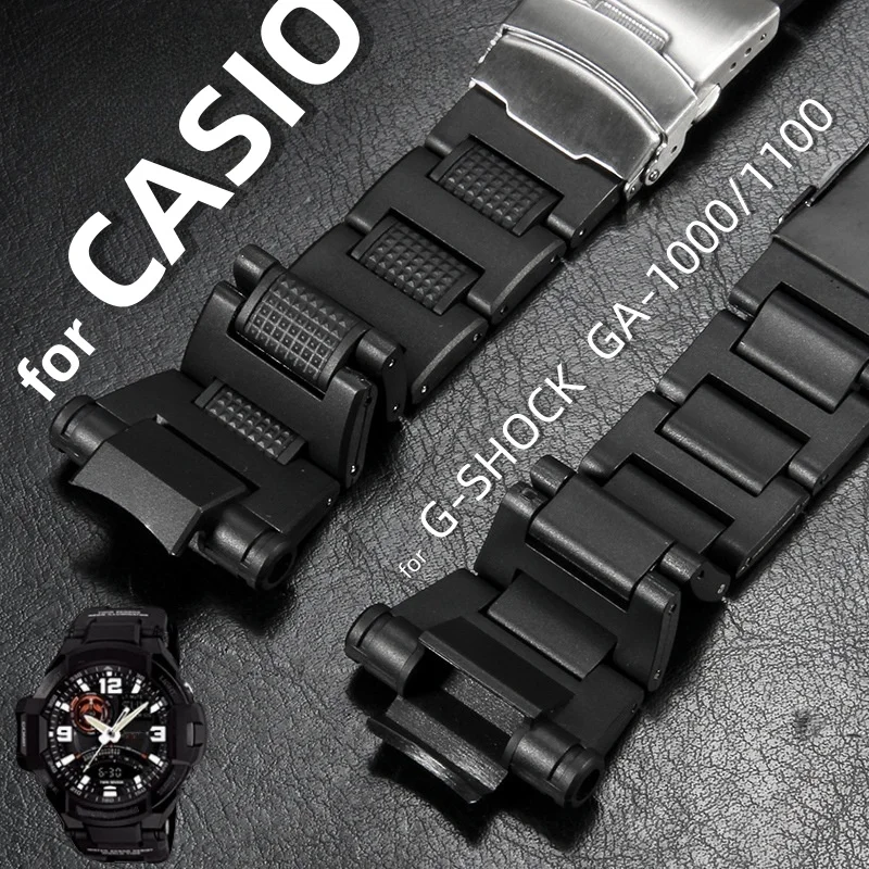 

For CASIO G-shock GA-1000 GA-1100 GW4000 Plastics Folding buckle Watchband Man Watch Strap Waterproof Bracelet Watch Accessories