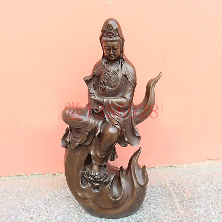 48CM large 2022 HOME SHOP Lobby GOOD luck efficacious Protection Propitious Decorative FREE RUYI Guanyin Buddha bronze statue