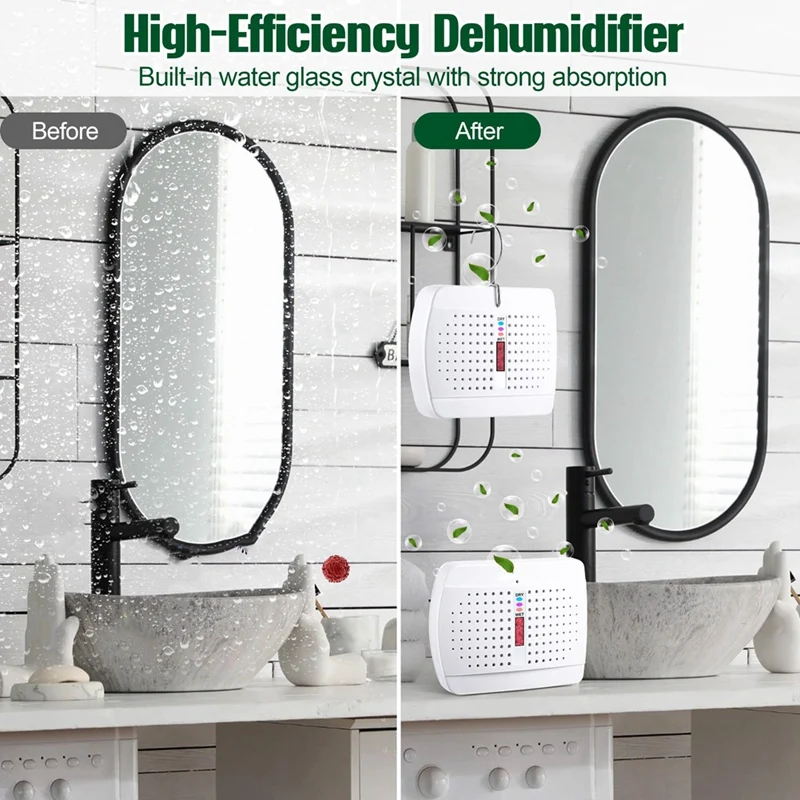 Rechargeable Small Dehumidifier, High-Efficiency Moisture Absorber For Bedroom, Wardrobe And Bookcase,EU Plug,2PCS Easy To Use