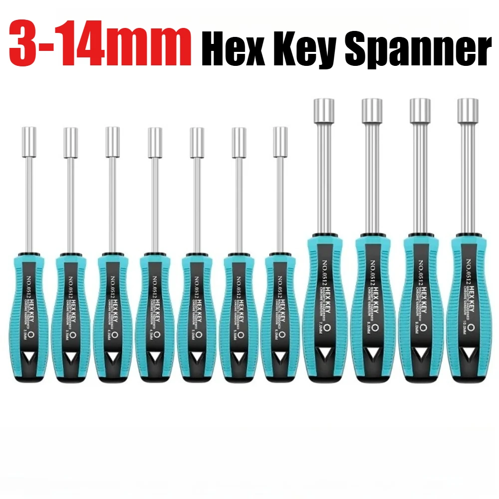Hex Key Socket Wrench External Hex Socket Screwdriver Nut Professional Tool Manual Socket Wrench 3 3.5 4 4.5 5 6 8 9 10 11 13mm