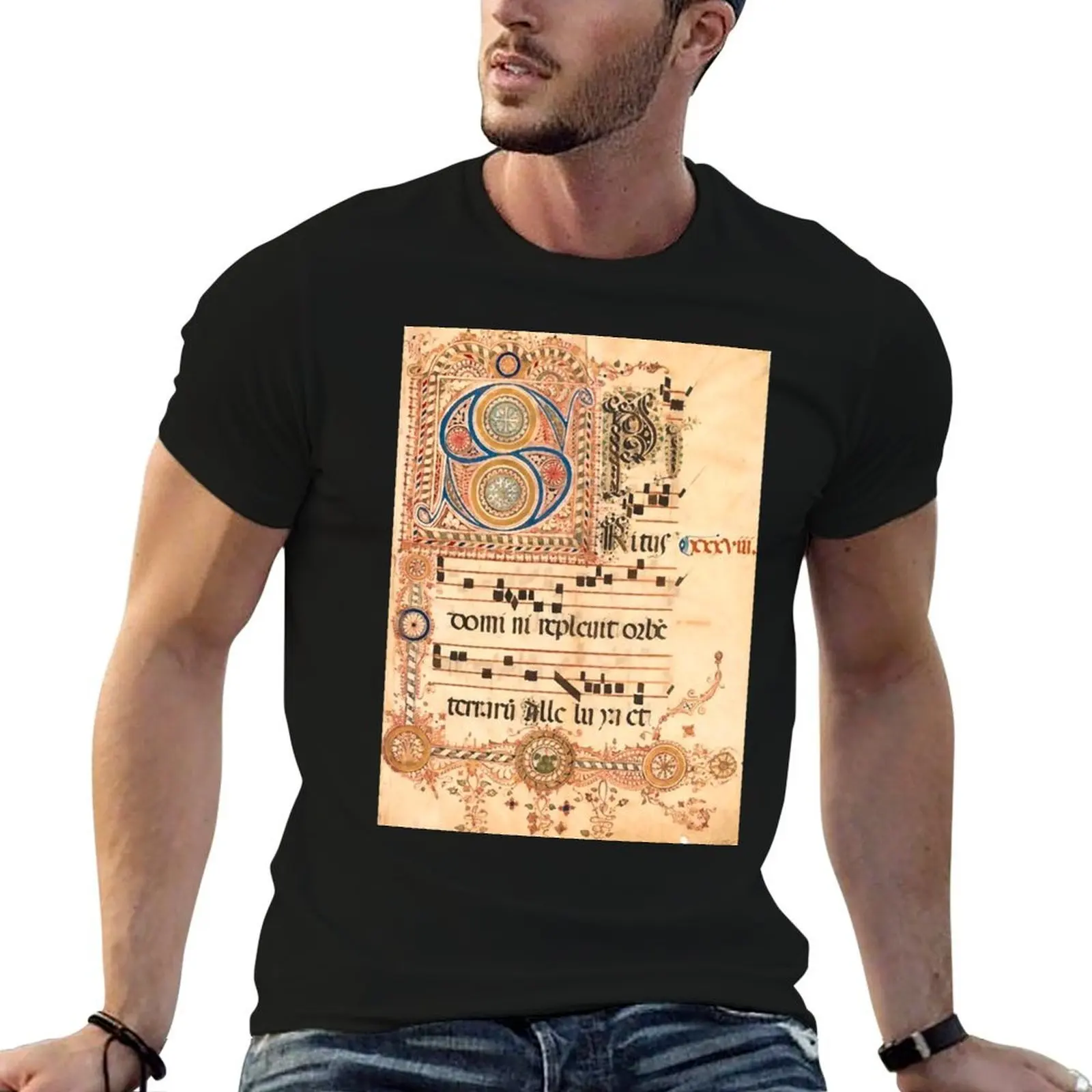 

Gregorian Chant Illustrated Manuscript T-Shirt t shirts for man cotton funny man t shirt summer T-Shirt