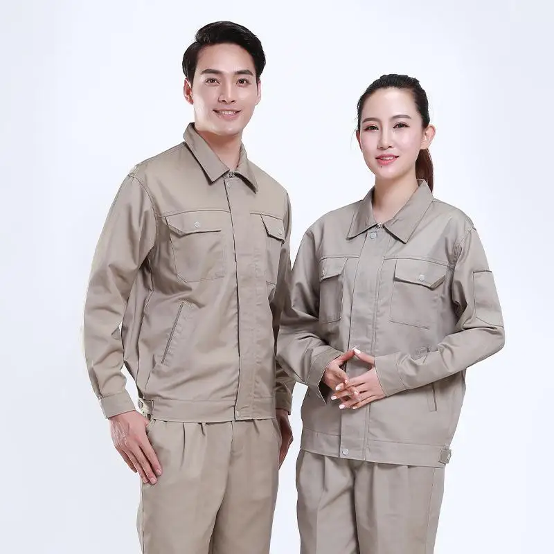 Men Women Spring Autumn Solid Color Simplicity Long Sleeved Working Clothes Set Factory Workshop Labor Protection Uniform