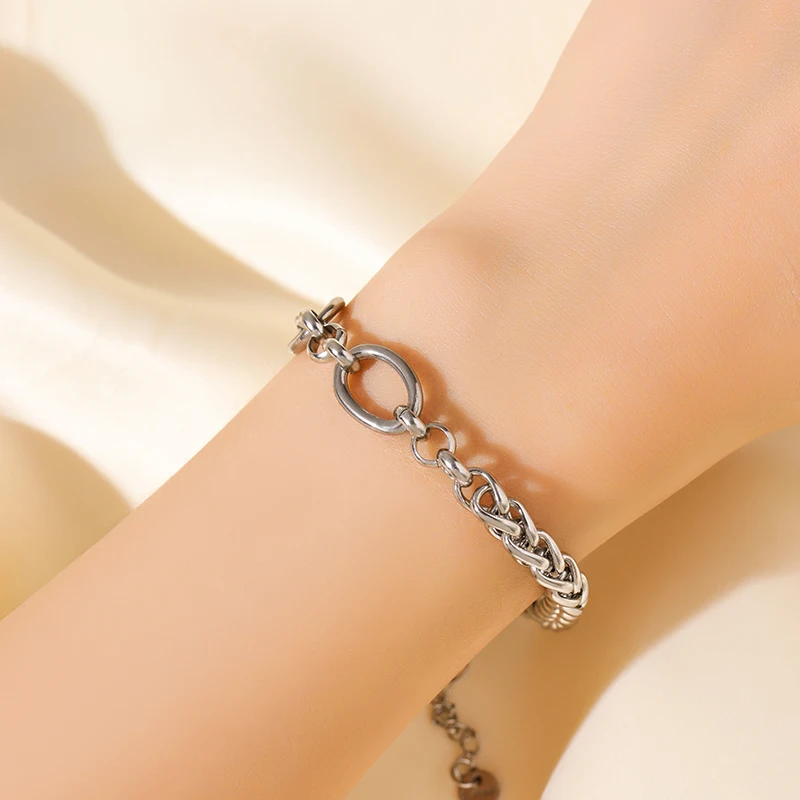 EILIECK 316L Edelstahl Goldfarben Asymmetrisches Kettenhalsketten-Armband-Set für Damen Modischer Wasserdichter Schmuck Damengeschenk – Detail 11