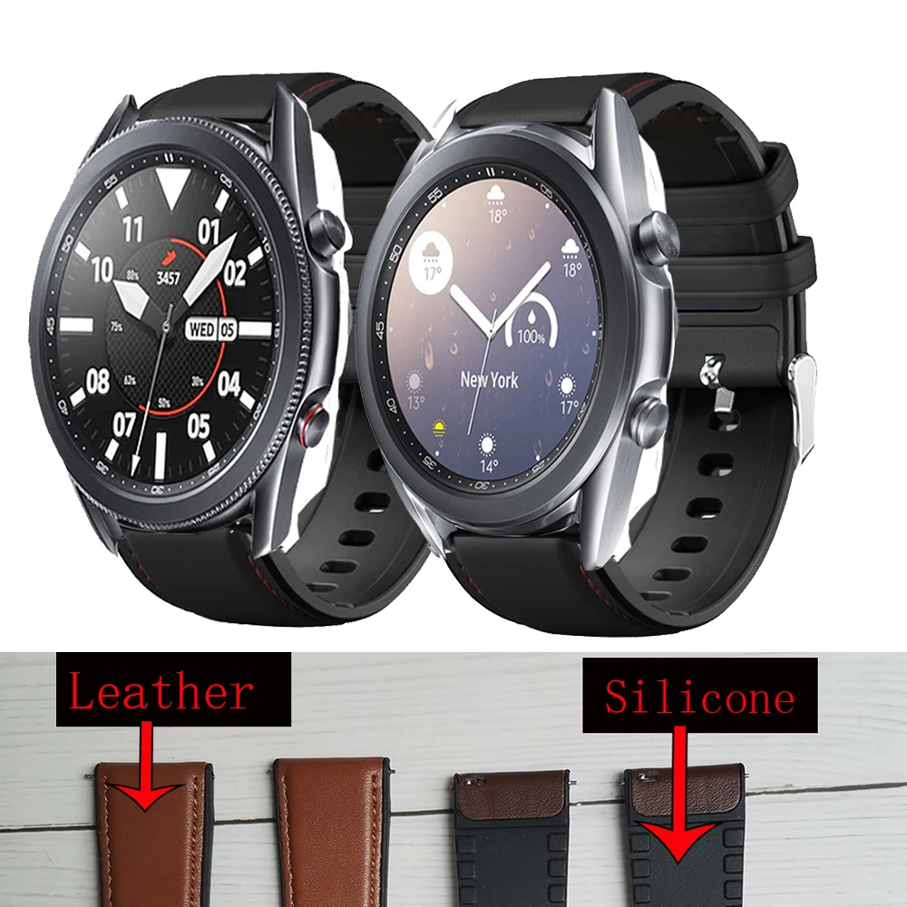 Silicone Leather Strap For Samsung Galaxy 3 45mm 41mm/Watch 42mm 46mm/Gear S2 S3 20mm 22mm Bracelet For Huawei GT Sport Band