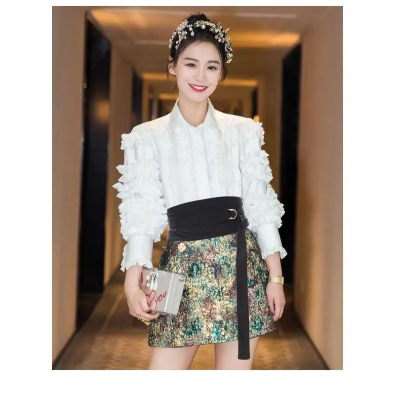 Women's black suede tie-waist decorative belt, versatile and fashionable ins-style waist cincher for dresses and trench coats