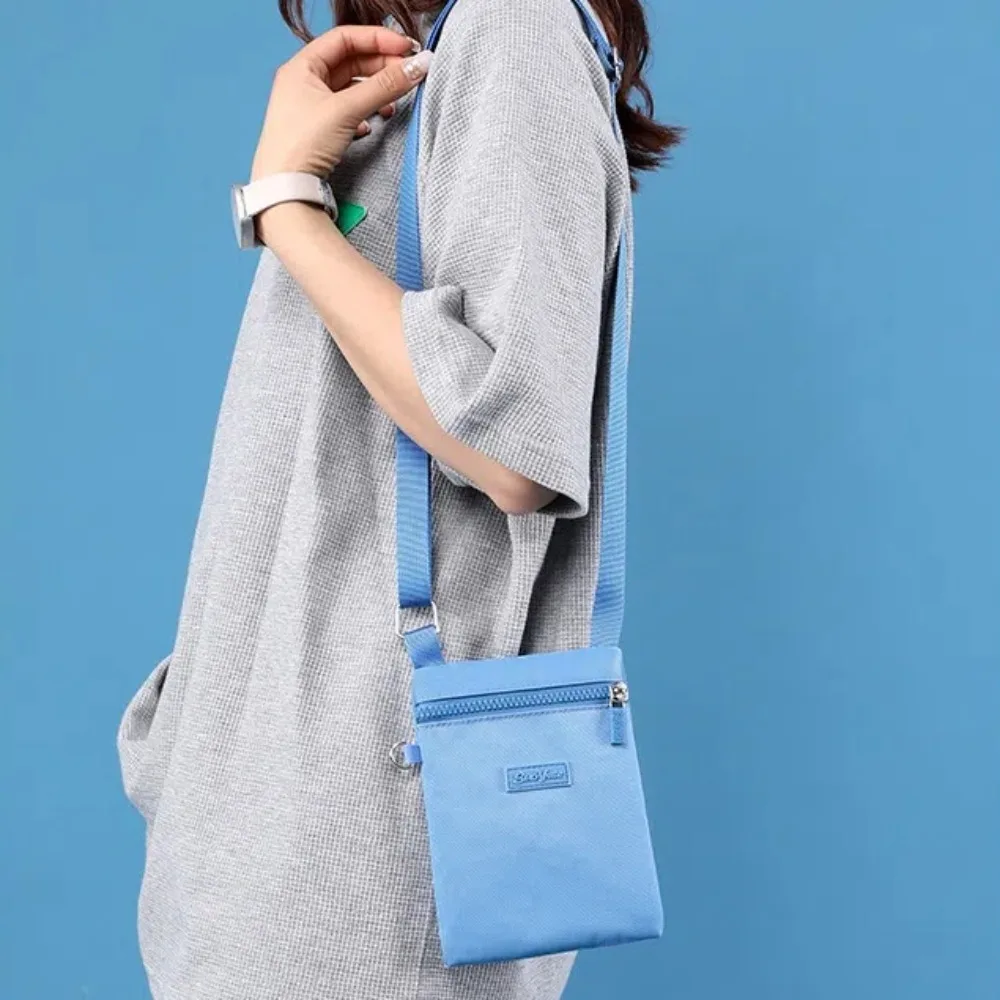 Portable Handbag Small Crossbody Bag Solid Color Zipper Shoulder Bag Nylon Messenger Bags Men view 2