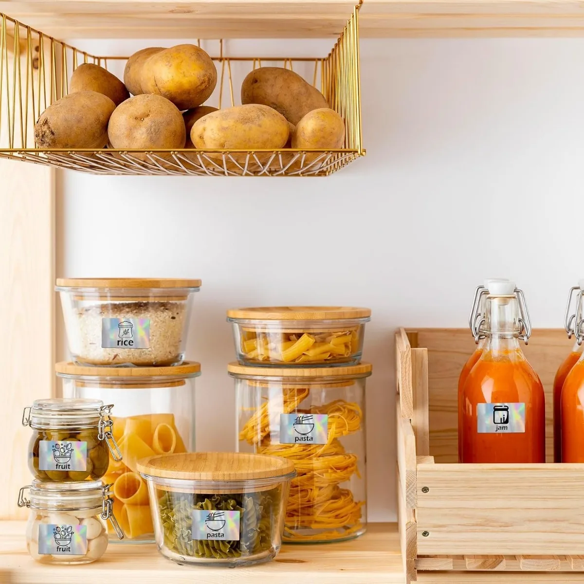 Holographic Thermal Labels 40x30mm Square Slim Sticker for Phomemo M110/M220/M120/M221, SUPVAN T50M PR0 Label Maker Printer