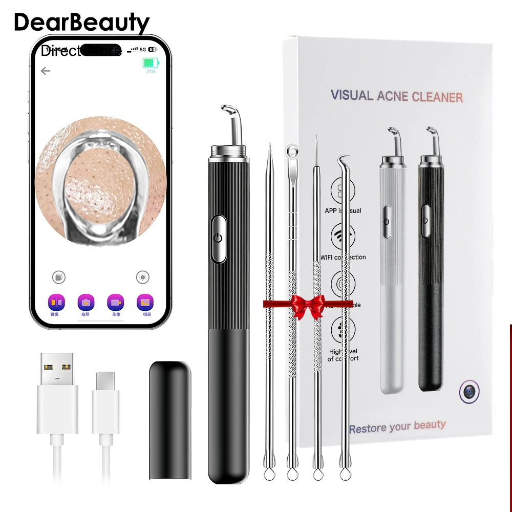 Slimme Visuele Comedondrukker Acne Naald Reiniging Cosmetische Apparaten Acne Squeeze Pore Cleaner Gezichtsbehandeling Met HD Camera