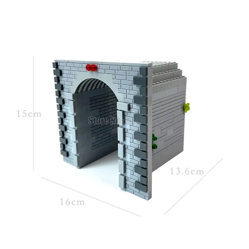 기차 철도 도로 동굴 터널 Diy Moc 아이 교육 벽돌 빌딩 블록 장난감