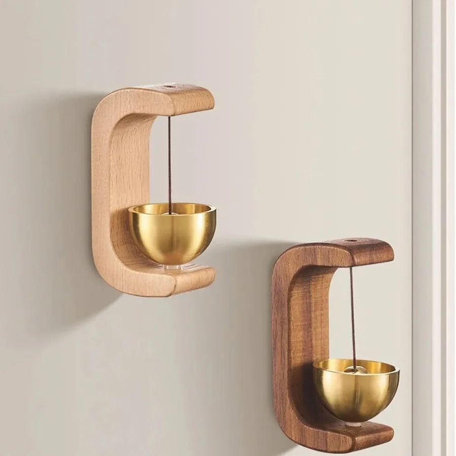 Solid Wood Wooden Wind Chimes Suction Type Door Opening Reminder Bell Hanging Decorations Housewarming Gift Dopamine Doorbell