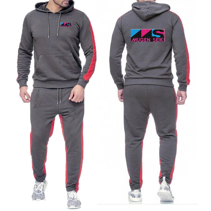 2024 Men Printing New Mugen Seiki Solid Color Set Brand Fashion Hoodies Brand Pants Casual Jogger Tracksuit Sweatshirt Suit