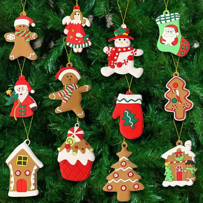 Regali di Natale Ornamenti di omino di pan di zenzero per albero di Natale in plastica assortita e per decorazioni da appendere all'albero di Natale