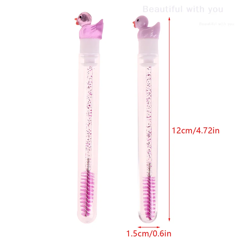 1Pcs Reusable Tube Eyelash Brush Eyebrow Brush Cute Duck Design Crystal Rod Dust-proof Eyelash Extension Tool Lash Mascara Wand