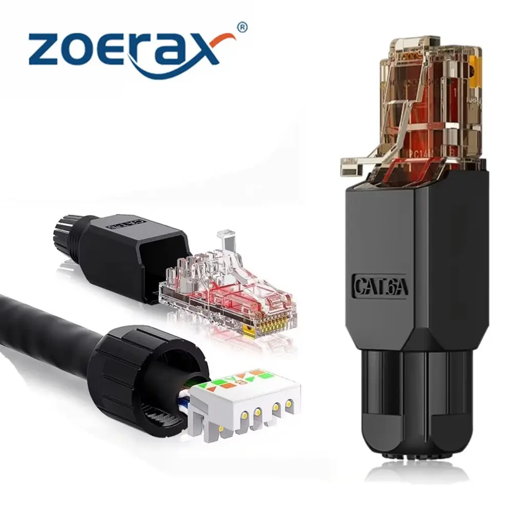 ZoeRax 1PCS CAT6A CAT6 RJ45 Connector Tool-Free RJ45 Connector Termination Modular Plug Ethernet Connector for 23-26AWG Cable