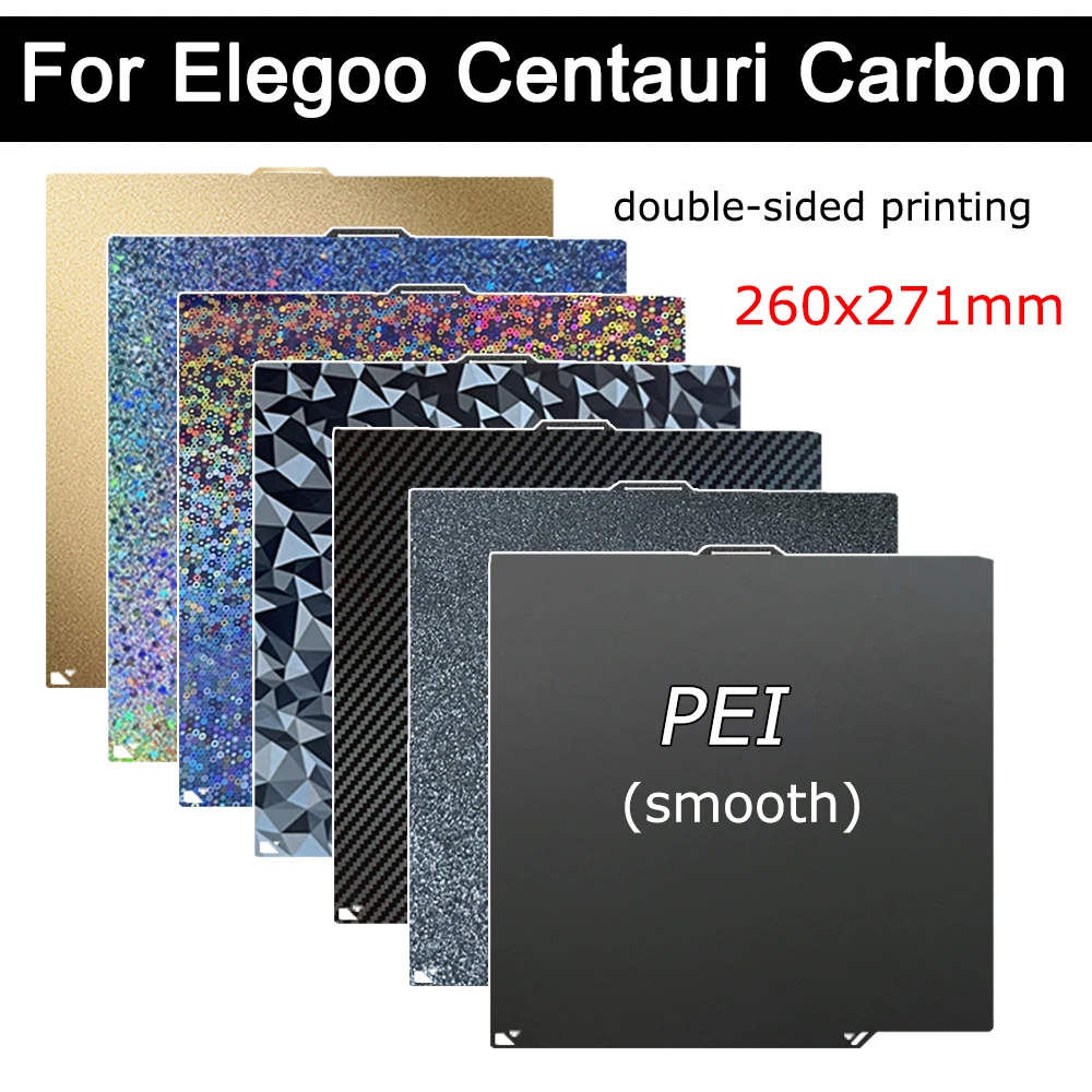 

For Elegoo Centauri Carbon PEI Plate Smooth Spring Steel Sheet 260x271mm Double Side Flexible Bed Sheet Pei For Centauri Carbon