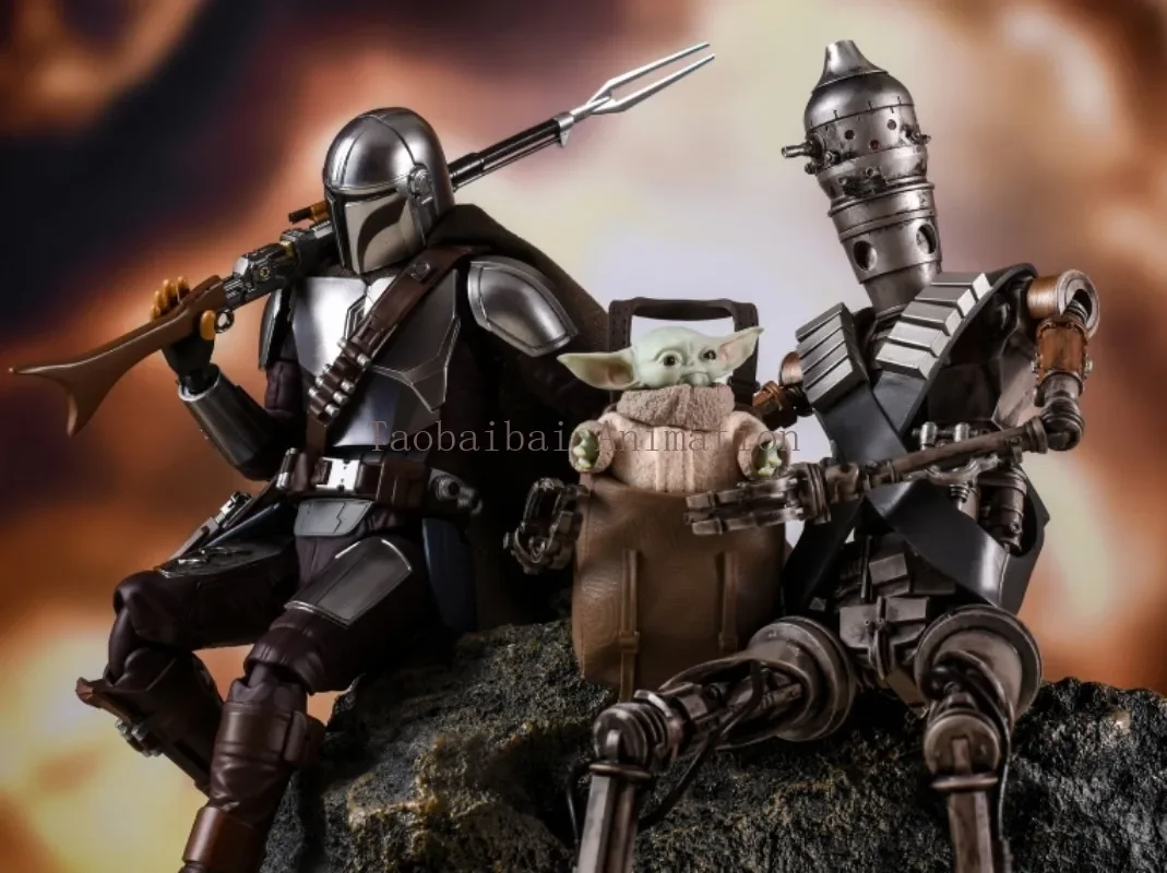 In Stock Bandai Original S.H.Figuarts Star Wars The Mandalorian IG-11 Beskar Armor Baby Yoda Model Action Figure Collection Gift