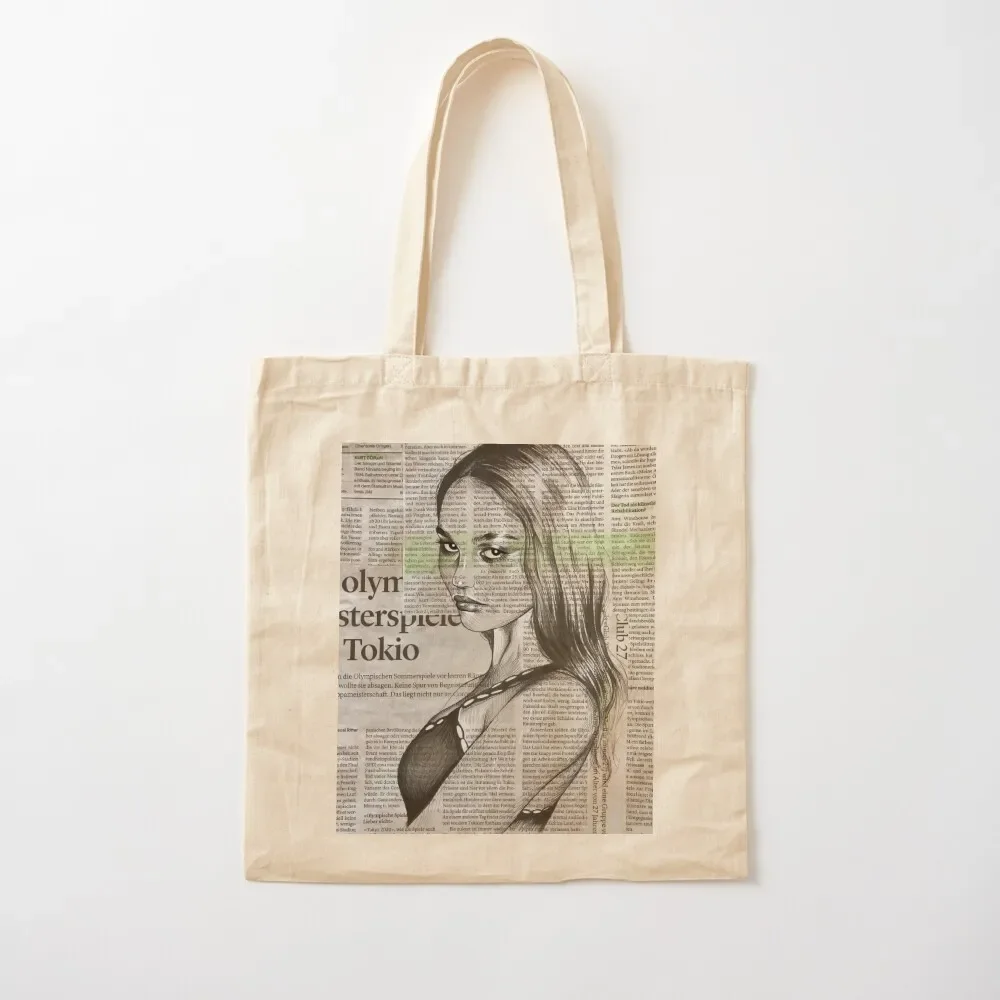 

Lily Rose Depp portrait on newspaper Tote Bag women bag Shopper Tote Bag