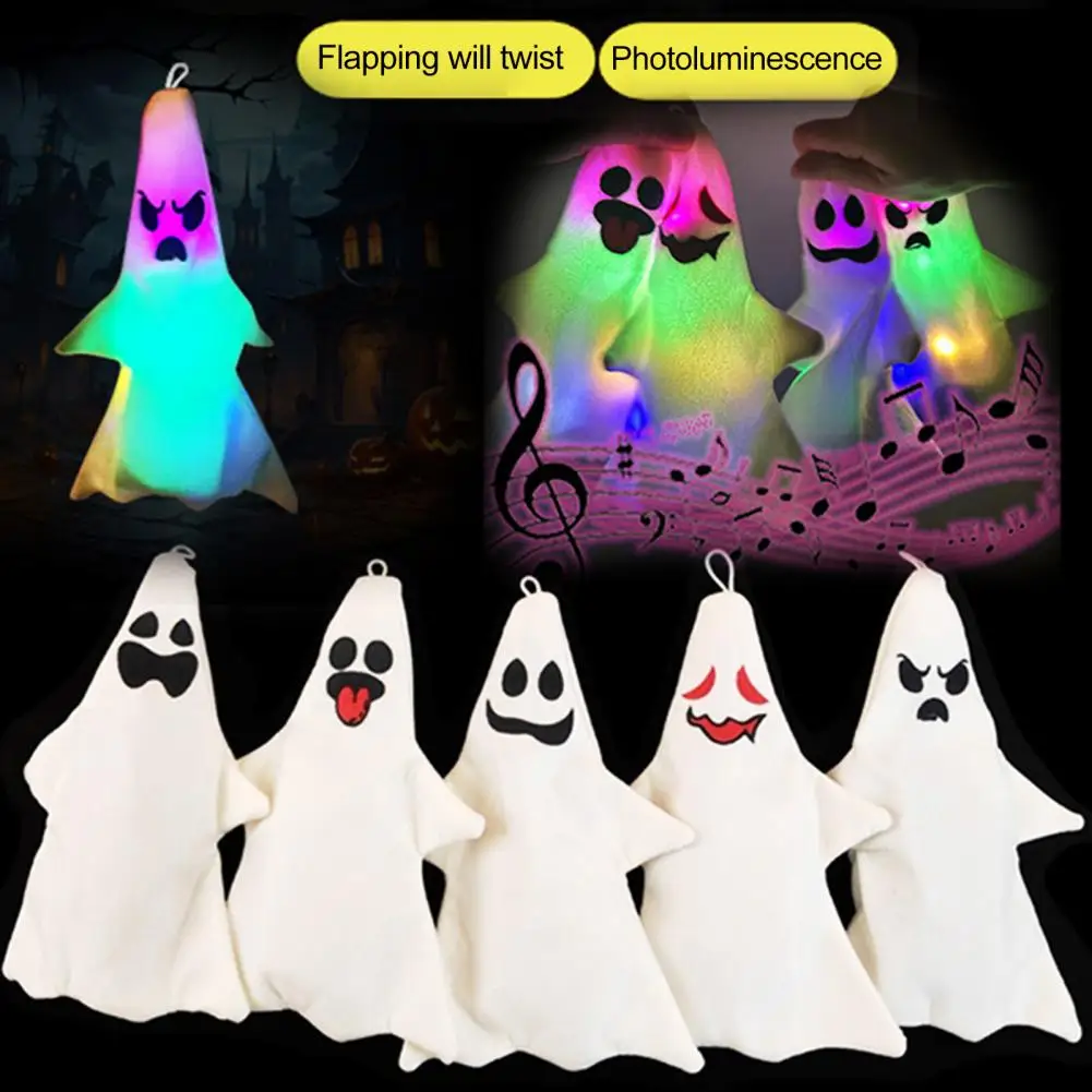 1Pc Halloween Ghost Hanging Decoration Voice Recording Talk Sing Dance Ornament Colorful LED Light Cartoon Ghost Pendant