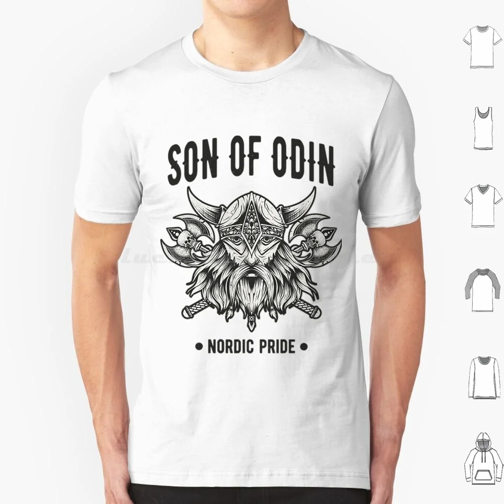 Camiseta Viking Filho de Odin Mitologia Nórdica 6XL Algodão Estilosa Walhalla Asgard Barba Mitologia Nórdica Odin Runas Escandinávia