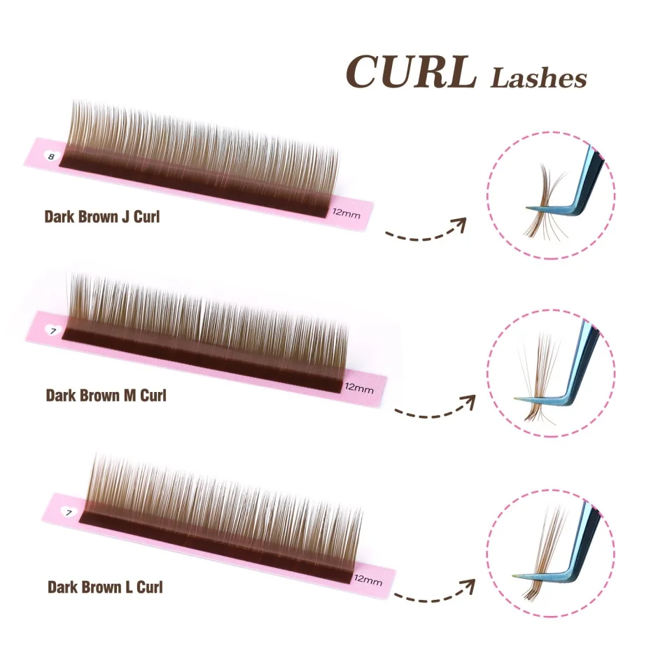 Lashprofessor J L M Curl Brown Cashmere Individual Eyelashes Russian Volume Lashes Chocolate Dark Brown C CC D Classic Eyelashes