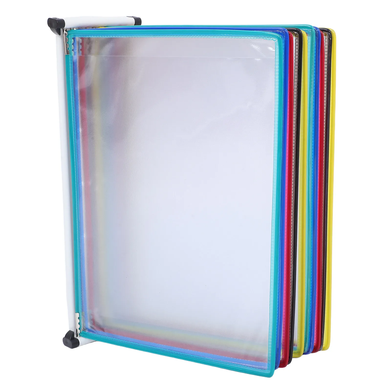 10-Slot Wall-Mounted A4 Document Display Rack Iron Frame PVC Pages Space-Saving Office File Organizer Brochure Holder Wall