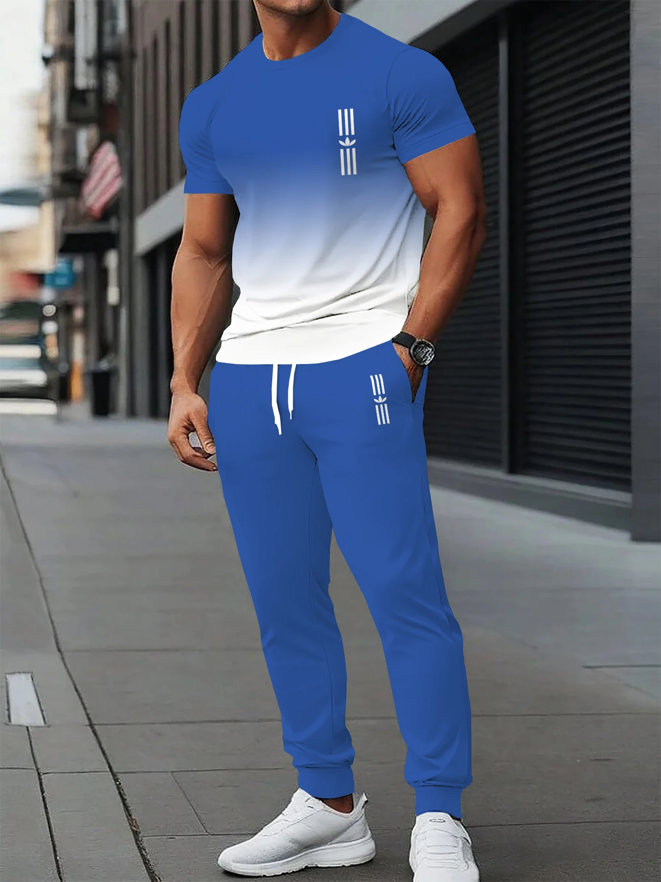 

Summer New Men's Casual Sports T-shirt and Pants 2-piece Set with Letter Printed Soft and Comfortable Outdoor Men's Clothing